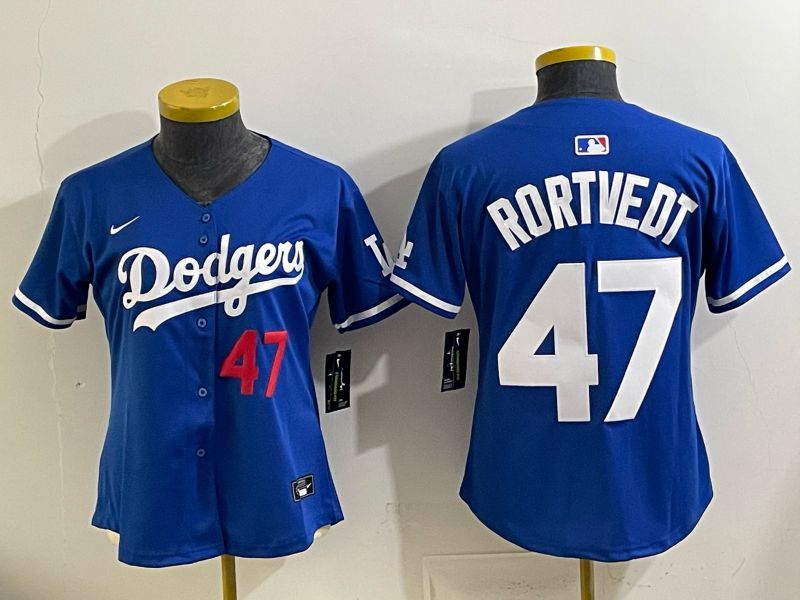 Youth 2025 Los Angeles Dodgers #47 Rortvedt Blue Game Nike MLB Jersey style 002->youth mlb jersey->Youth Jersey